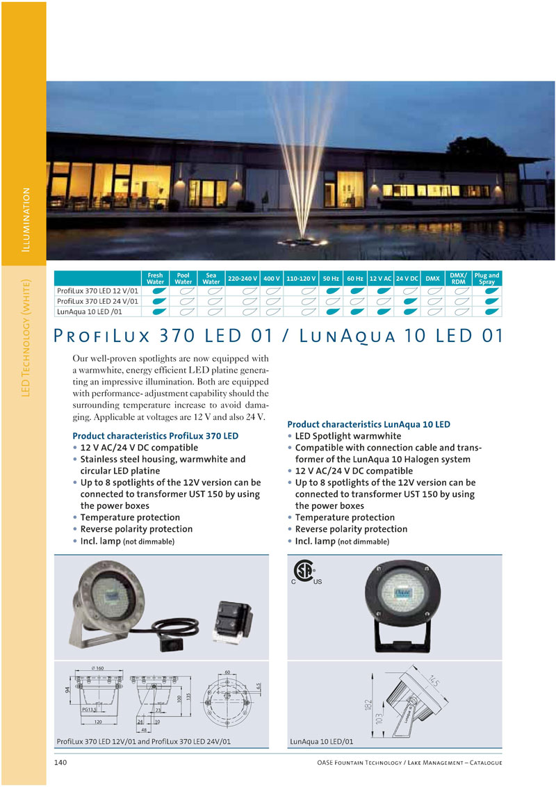 Đèn Led chìm nước Profilux LED 370 12V 7
