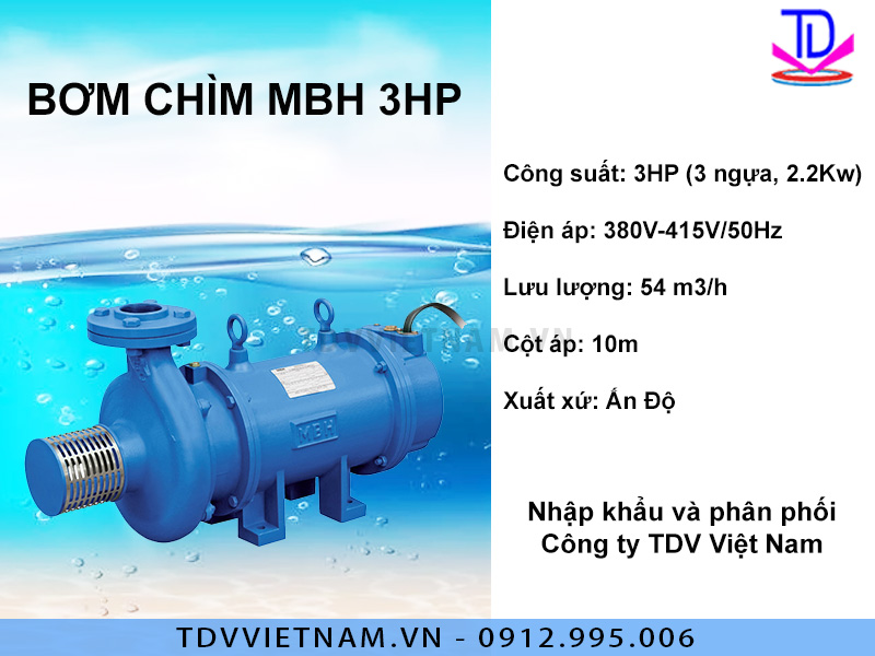 Máy bơm chìm 3HP - 3 pha MBH 2