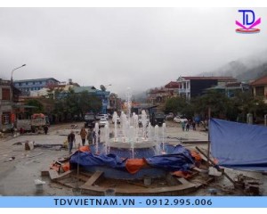Thi công đài phun nước hình tròn tại Nguyên Bình - Cao Bằng | TDV Việt Nam