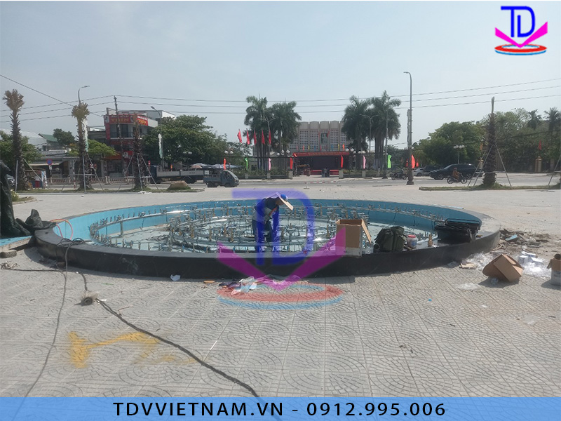 Lắp đặt thiết bị Đài phun nước bể tròn nhà văn hóa Phú Bài