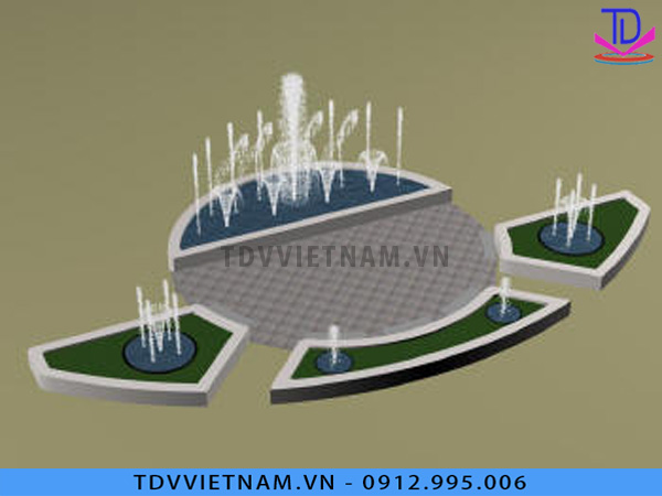 Thiết kế Đài phun nước hồ hình bán nguyệt 2